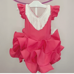 TRAJE DE FLAMENCA LISO CON FLECOS
