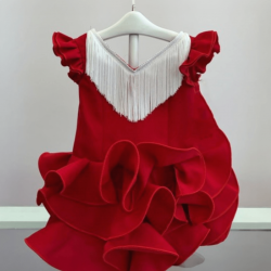 TRAJE DE FLAMENCA LISO CON FLECOS