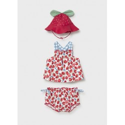 CONJUNTO BAÑO MAYORAL  3 PIEZAS NIÑA MODELO FRESASREF 1635