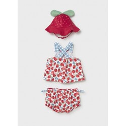 CONJUNTO BAÑO MAYORAL  3 PIEZAS NIÑA MODELO FRESASREF 1635